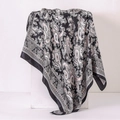 90cm satin square scarf featuring vintage black and pink paisley print on a white base - Paisley Black