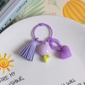 Creative purple resin tulip keychain with tassel and heart pendant for bag charm - Glossy Light Purple Tulip