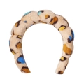 Colorful leopard print sponge twist headband with soft velvet plush texture on white background - Multi-color Leopard Headband