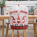 Christmas gnome chair cover in grey linen with red plaid trim and Merry Christmas print - Black Red Plaid Chair Cover