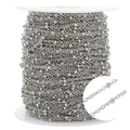 Flat cross bead chain in stainless steel for DIY jewelry making, spool package silver roll - Chain 1.5mm, Bead 2mm / Steel