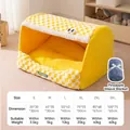Tabella taglie per cuccia chiusa gialla a scacchi calda per cani e gatti dalla S alla 3XL - Set Giallo Becca (Con Coperta) / S(35*30*30cm)