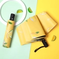 Bright yellow lemon print folding umbrella with matching storage sleeve for sun and rain - Lemon Yellow / Automatic
