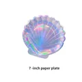 Single 7-inch iridescent shell-shaped paper plate with laser rainbow finish - Small Shell Plate