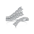 Eleganter mehrlagiger S925 Sterlingsilber-Herzring mit funkelnden Zirkonia-Steinen - US 6 / Gekreuzter Pflaster-Stil - Weißgold