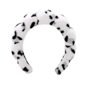 Plush black and white spotted sponge headband with wavy cloud design for washing face - White Leopard Print Headband