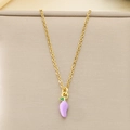 Close-up of a purple chili pepper pendant on a gold chain displayed on a textured stand - Light Purple Chili Style (KN292123-Z)