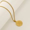 18K gold plated Capricorn zodiac pendant necklace with twisted rope chain for women - Capricorn