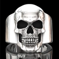 Gothic punk style silver skull ring for men with intricate hollow skeleton design - US 6 / Hollow Skull Silver (AJZ389XS)
