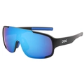 Matte black sports cycling sunglasses with vibrant blue electroplated lenses - Black Frame Blue Film with Logo