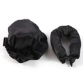 Detail of black satin heatless hair curler set and hair bonnet on white background - Black
