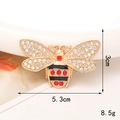 Detail of bee accessory with size markers 5.3cm x 3cm and gold plating with rhinestones - Large Gold Bee