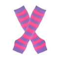 Pink and purple striped knitted arm warmer with thumb hole for women fashion - One Size / Pink and Purple Wide Stripes
