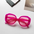 Gafas de sol de gran tamaño rosa translúcido con montura gruesa retro irregular - Rosa Rojo