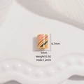 Perla cilindrica in argento S925 dorato con strisce floreali in smalto colorato per gioielli - Stile A-Perla Cilindrica a Righe Multicolore Oro