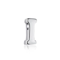 Polished S925 sterling silver alphabet letter I heart charm pendant in shiny finish - White Gold DY130013 (I)