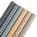 Blue nautical and geometric pattern kraft gift wrapping paper rolls for men's presents - Set One (Multiple Patterns) / Standard Spec