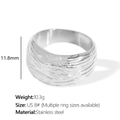 Anello in acciaio inossidabile argento con trama a onde e altezza di 11,8 mm - US 8# / JZ112(JZ112) / Argento
