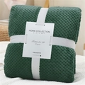 Dark green waffle weave flannel blanket folded with elegant white ribbon gift packaging - Dark Green