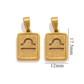 Gold-plated 18K stainless steel rectangular Libra zodiac pendant, 17.5x12mm size - Libra