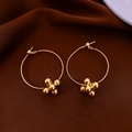 Chic twisted gold-plated hoop earrings with four-ball star cluster detail on velvet - 68# 925 Sterling Silver Earring Post-Gold Twisted Rope Hoop Spherical Cluster Earrings