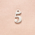 Detailed close-up of polished silver number 5 pendant charm for DIY jewelry making - Steel Color Number 5