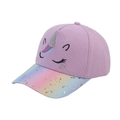 Lila Einhorn Kinder Baseballkappe mit Regenbogen Paillettenschirm und Glitzerelementen - Glitzer Stern Krempe - Lila