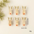 Lot de 6 suspensions de Noël en bois avec bois dorés pailletés et nez rouge - Élan Doré
