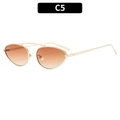 Fashionable gold metal cat-eye sunglasses with gradient brown lenses and dual bridge, C5 style - Gold Frame Gradient Tea Lens
