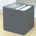 Foldable dark grey fabric storage box with reinforced handle for clothes and books - Cloth Handle / Large (28*28*28cm) / Gray