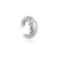 Ear cuff minimalista in argento s925 con elegante trama a corda intrecciata lucida - Argento 925 / Platino