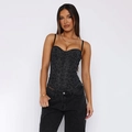 Nauwsluitende korsettop voor dames met luipaardprint en stijlvolle camisole bandjes voor de zomer - XS / Donkergrijs Luipaard