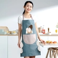 Waterproof gray-blue kitchen apron with large pocket and hand-wiping towels - Hand-wipe Style / Lake Blue