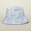 Blue and white tie-dye bucket hat for summer sun protection made of thick cotton canvas - M (56-58cm) / Blue