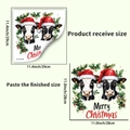 Christmas cow wall sticker showing sheet size 29x29cm and final application view - Cow Christmas / 29x29cm