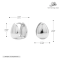 Vista macro de los pendientes de aro de plata de ley S925 con dimensiones detalladas - Plata 925 chapada en oro blanco