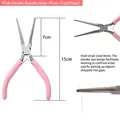 Pink needle nose jewelry pliers without teeth, 15cm long tool for DIY bead crafting - Pink Handle Long Needle Nose Pliers (Smooth)