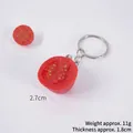 Realistic tomato slice keychain model with vibrant red resin and metal ring detail - Round - Half A Red Cherry Tomato (keychain)