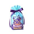 Halloween-Geschenkbeutel in Blau mit lila Schloss, Kürbis und Fledermaus-Motiv - Blau