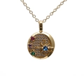 Star-pattern gold pendant necklace with colorful gems and blue center stone - Gold Compass Star