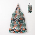 Foldable polyester shopping bag with tropical monstera leaf print and orange fruit pattern - 16kg / 38*58cm / Tropical Plants (XC-40)