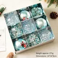 Set de bolas de Navidad de 8cm azul claro y plata con motivos de Papá Noel y copos - Azul Hielo