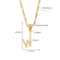Gold plated titanium steel Figaro chain with zircon micro-paved cursive letter W pendant - Letter W Style (RP009-W)