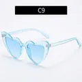 Fashion heart shaped sunglasses in light blue transparent resin with glitter finish - Glitter Blue Frame Blue Lens