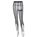 Leggings negros de malla transparente de cintura alta con detalles calados y estribo - S / Negro