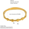 Detalles de la pulsera de acero inoxidable dorado con patrones de conchas y cristales - Estilo de Textura de Concha (SB767G)