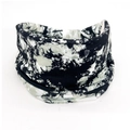 Macro detail of elastic cotton headband featuring black and white tie-dye paisley patterns - 91-Gray Black Tie Dye
