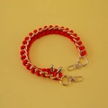 Short red woven strap with gold metal chain and lobster clasps for DIY bags and phones - Improved Version / Red