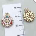 Colorful Christmas snowflake alloy pendant with rhinestones and white enamel finish - White Snowflake 13x16mm
