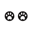 Pair of black silicone joystick covers featuring white cat paw prints for game controllers - Black